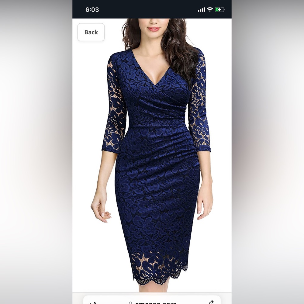 Miusol navy lace medium pencil cocktail mob semi formal NWT new